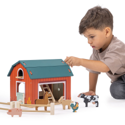 Mentari - Stor rød stald med dyr