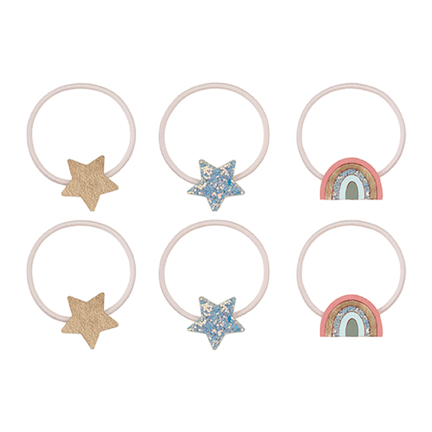 Mimi &amp; Lula - 6 hårelastikker - Over the Rainbow Doodle