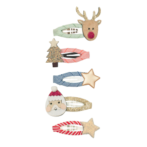 Mimi & Lula - 5 hårspænder - Mini Santa Christmas