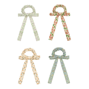 Mimi & Lula - 4 scrunchies - Floral Bow Spring on the Farm