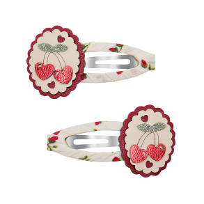 Mimi & Lula - 2 hårspænder - Scallop Framed Cherries Mon Cheri