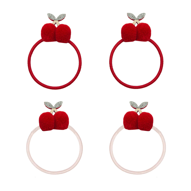 Mimi &amp; Lula - 4 hårelastikker - Pom Pom Cherries Mon Cheri