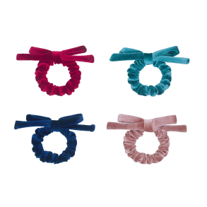 Mimi & Lula - 4 Scrunchies hårelastikker - Velvet Blackberry Bow