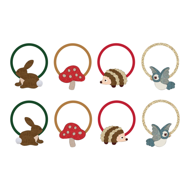 Mimi &amp; Lula - 8 Hårelastikker - Mini Woodland Pals