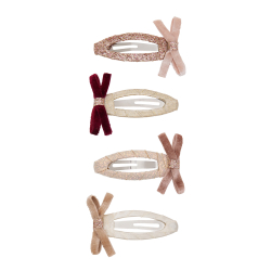 Mimi &amp; Lula - 4 Hårspænder - Skinny Velvet Bow