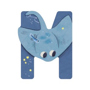 Moulin Roty - Træbogstav M - Blå