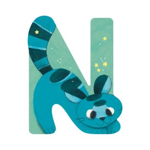 Moulin Roty - Træbogstav N - Blå