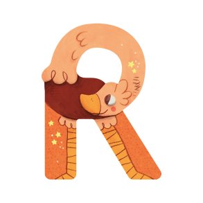 Moulin Roty - Træbogstav R - Orange