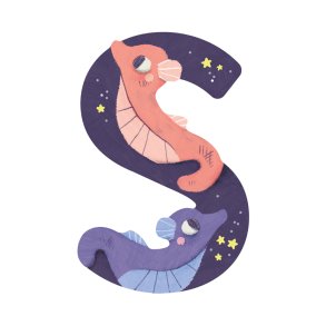 Moulin Roty - Træbogstav S - Lilla