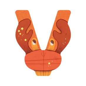 Moulin Roty - Træbogstav V - Orange