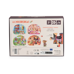 Moulin Roty - Mini puslespil 4x12 brk - En fantastisk dag - Les Minouchkas