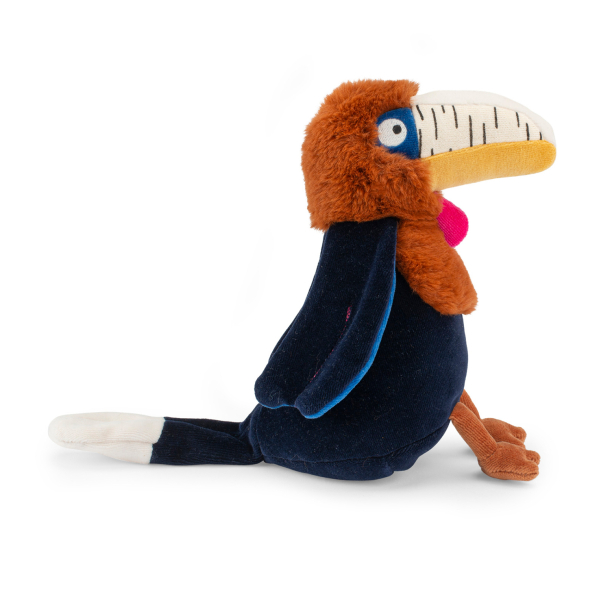Moulin Roty - Tøjdyr med musikoptræk - Næsehornsfuglen Litchi 25 cm - La forêt Mawa