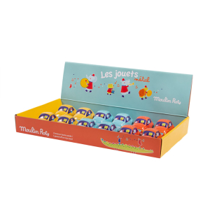 Moulin Roty - Friktionsbil i metal - Display med 12 assorterede - Les Jouets