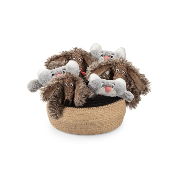 Moulin Roty - Tøjdyr i kurv  - assorterede - Ecole des Loisirs