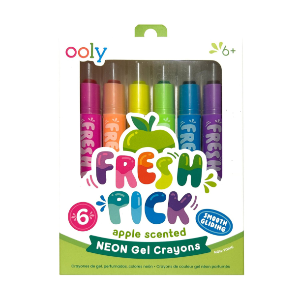 OOLY - Gel farvekridt med duft 6 stk - Fresh Pick Apple Neon