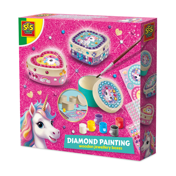 SES Creative - Diamantmosaik - Smykkeskrin med enhj&#248;rning