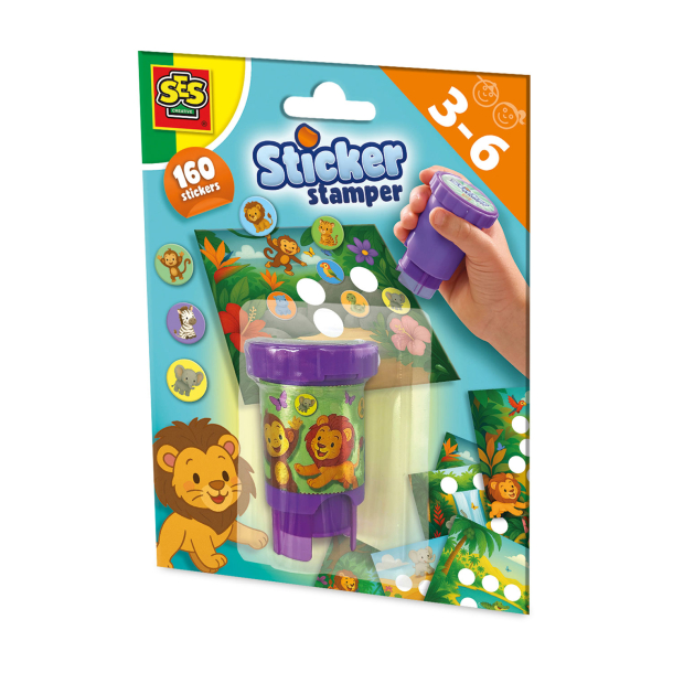 SES Creative - Stempel med klistermærker - Jungledyr