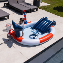 Swim Essentials - Badebassin 210 cm - Ocean Stripes Adventure med rutsjebane