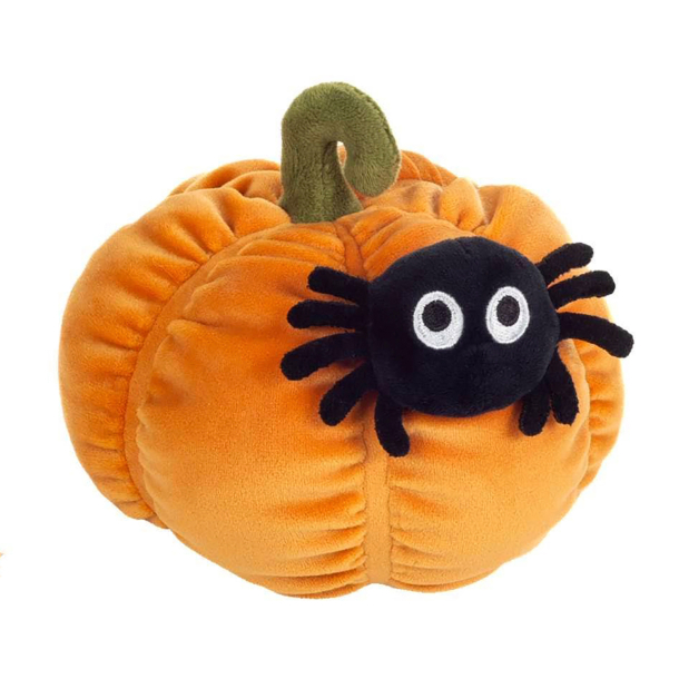 Teddy Hermann - Græskar med edderkop 14 cm - Halloween