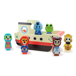 Vilac - Lydbåd med 6 dyrefigurer