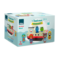 Vilac - Lydbåd med 6 dyrefigurer