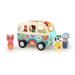 Vilac - Lydbil med 6 dyrefigurer