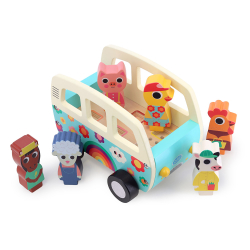 Vilac - Lydbil med 6 dyrefigurer