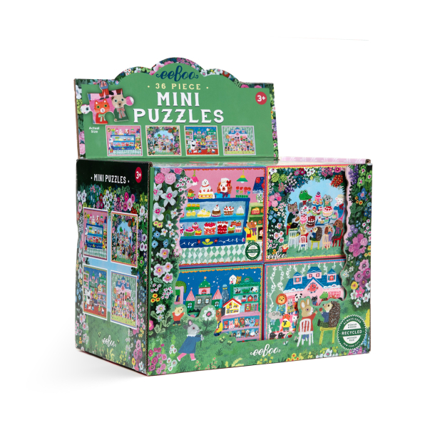 eeBoo - Miniature puslespil 36 brk - Yumis - 16 assorterede