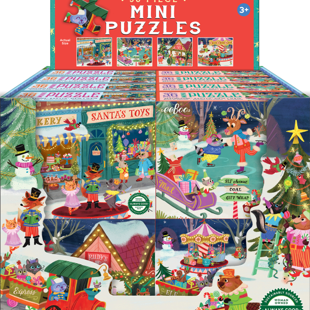 eeBoo - Puslespil 36 brk - Jul i landsbyen - assorterede