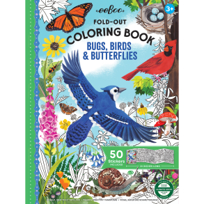 eeBoo - Fold-ud malebog - Bugs, Birds & Butterflies