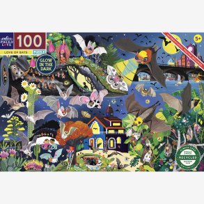 eeBoo - Puslespil 100 brk - Love of Bats (Glow)