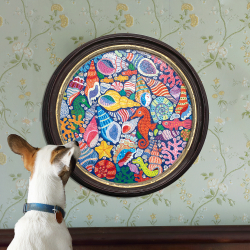 eeBoo - Rundt puslespil 500 brk - Seahorses Shells &amp; Coral