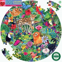 eeBoo - Rundt puslespil 100 brk - Rainforest