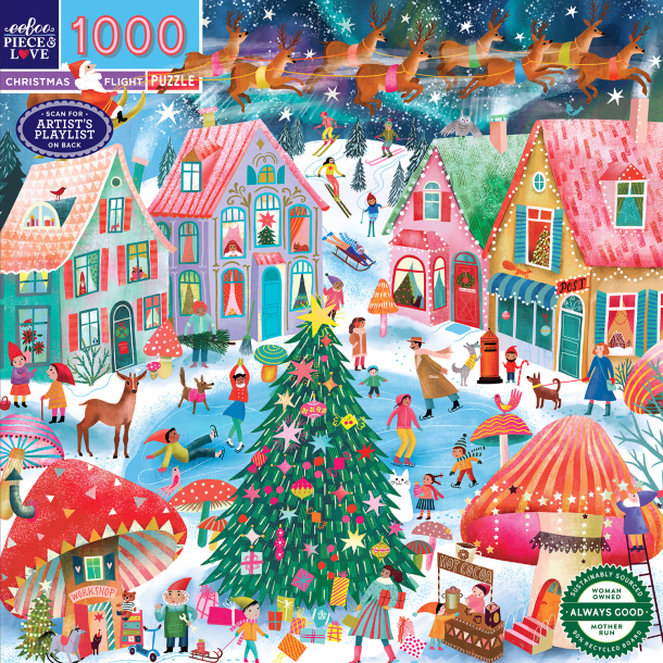 eeBoo - Puslespil 1000 brk - Christmas Flight