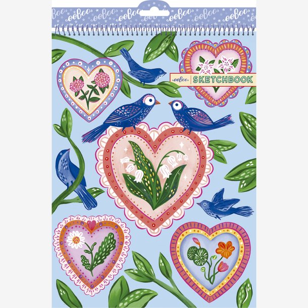 eeBoo - Skitseblok - Hearts &amp; Birds