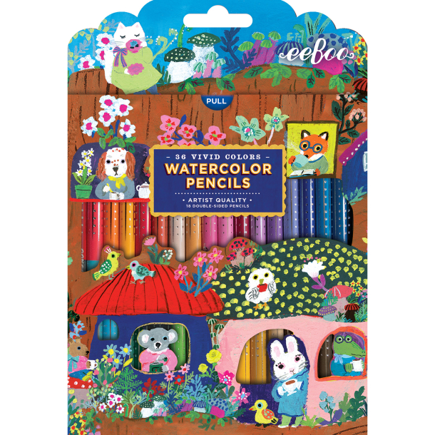 eeBoo - 36 dobbelte akvarel farveblyanter - Yumi’s Mushrooms