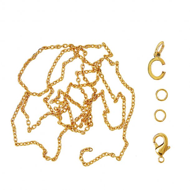 me&amp;my BOX - Vedh&#230;ng DYI s&#230;t - Bogstav - C - Guldbelagt 18K