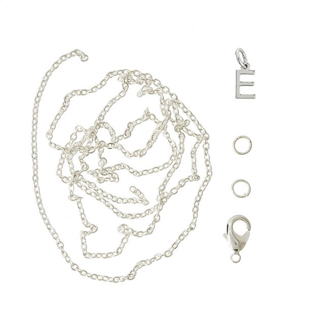 me&amp;my BOX - Vedh&#230;ng DYI s&#230;t - Bogstav - E - S&#248;lvbelagt 925