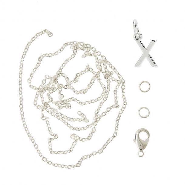 me&amp;my BOX - Vedh&#230;ng DYI s&#230;t - Bogstav - X - S&#248;lvbelagt 925