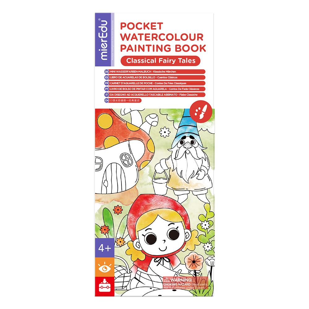 Watercolor Coloring Books for Kids Ages 4-8 Pocket Watercolor Painting Book  with Brush for Toddler Mini Paint with Water Books Small Travel Watercolor