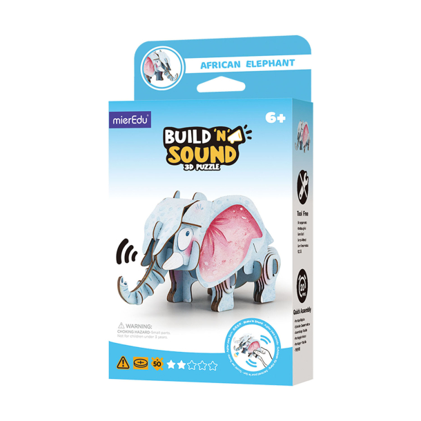 mierEdu - 3D puslespil med lyd - Elefant