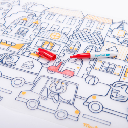 Moulin Roty - Silikone d&#230;kkeservietter med tusser  - Les Popipop