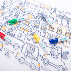 Moulin Roty - Silikone d&#230;kkeservietter med tusser  - Les Popipop