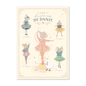 Moulin Roty - Plakat med dansemus 50x70 cm - La Petite Ecole de Danse