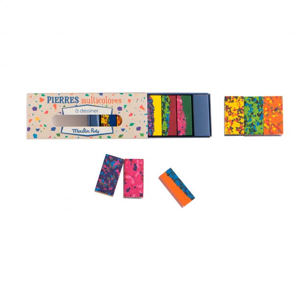 Box of 6 multi-coloured wax blocks