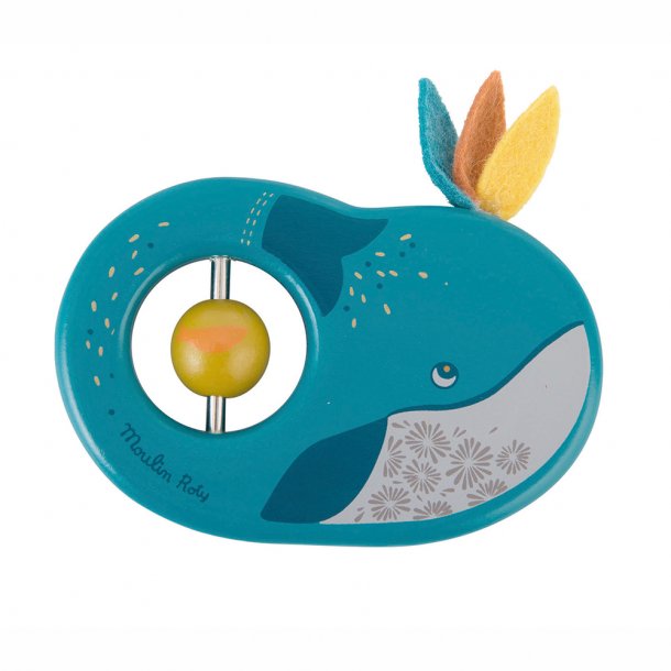 Josphine the whale wooden rattle