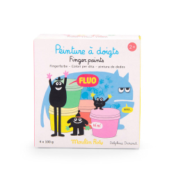 Moulin Roty - Fingermaling 4x100g - neonfarvet - Les Schmouks