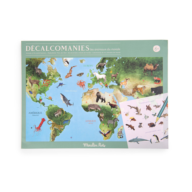 World Map with Transfer Stickers - Tout autour du monde