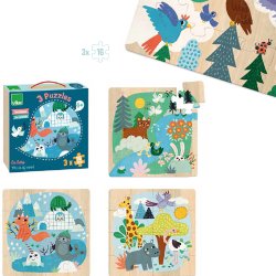 Vilac - Puslespil 3x16 brk - Dyr af Michelle Carlslund