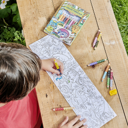 eeBoo - 8 Dobbelte farveblyanter - Dinosaurer og tegneplakat